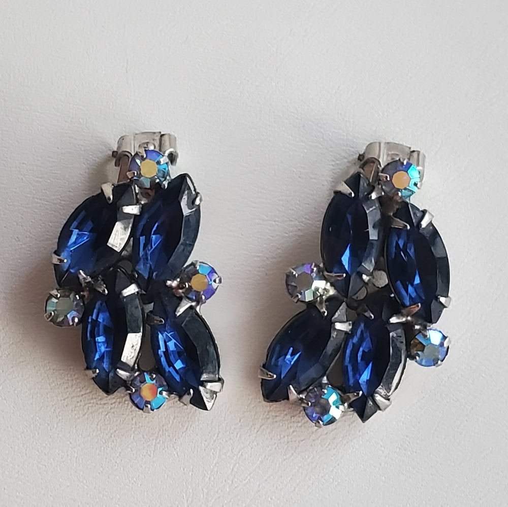 Garne Sapphire Blue Aurora Borealis Earrings